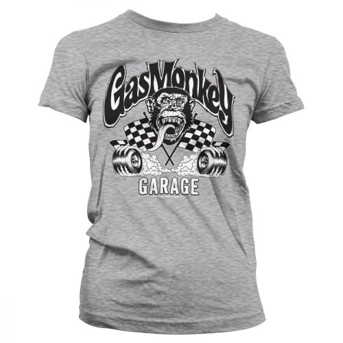 Tričko dámske Gas Monkey Garage Burning Wheels - svetlo sivé