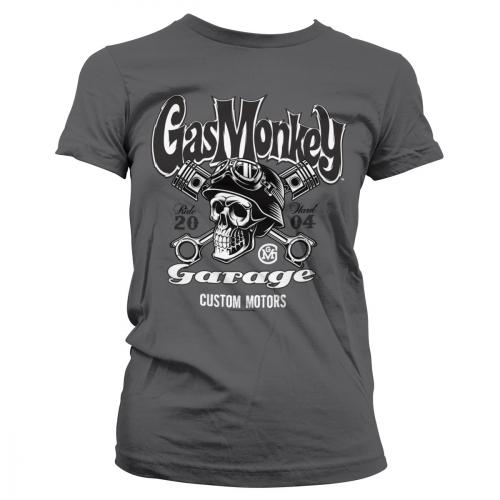 Triko dámské Gas Monkey Garage Skull - tmavě šedé