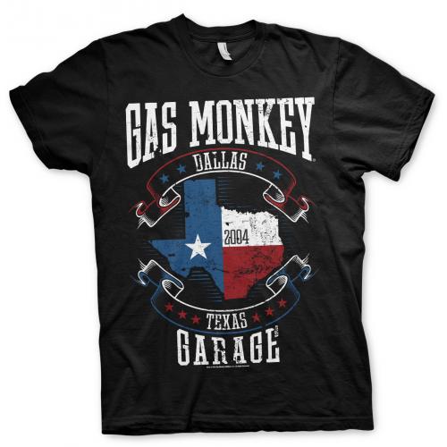 Triko Gas Monkey Garage Texas Flag - čierne