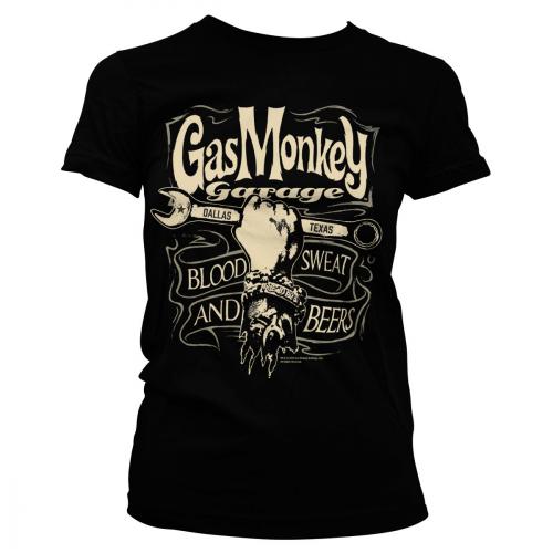 Triko dámské Gas Monkey Garage Wrench Label - černé