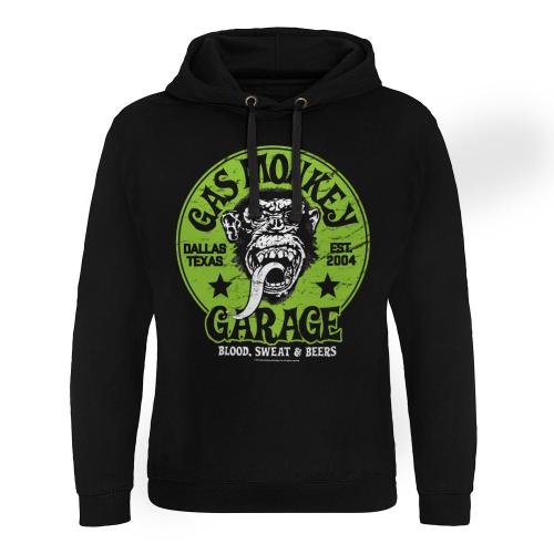 Mikina s kapucňou Gas Monkey Garage Green Logo E - čierna