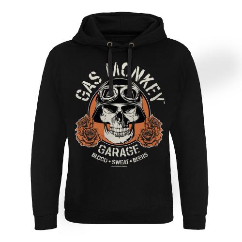 Mikina s kapucňou Gas Monkey Garage Skull E - čierna