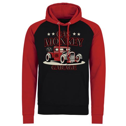 Mikina s kapucňou Gas Monkey Garage Texas ROD B - čierna-červená