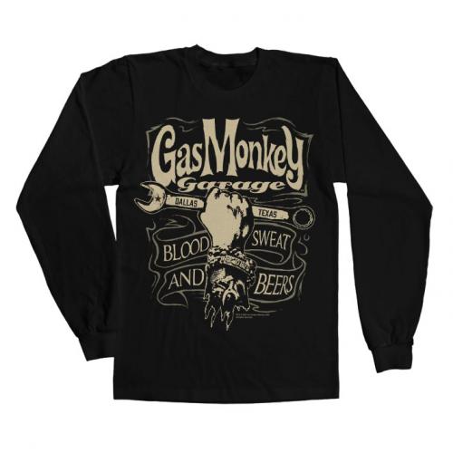 Triko dlhý rukáv Gas Monkey Garage Wrench Label - čierne