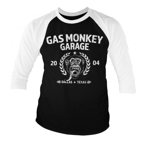 Triko 3/4 Gas Monkey Garage Emblem Baseball - čierne-biele