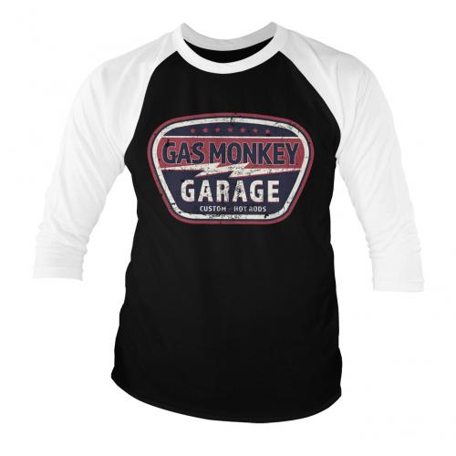 Triko 3/4 Gas Monkey Garage Vintage Baseball - čierne-biele