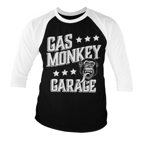 Triko 3/4 Gas Monkey Garage Monkeystars Baseball - čierne-biele