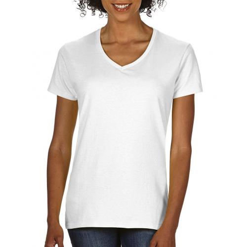 Tričko dámske Gildan Premium V výstrih - biele