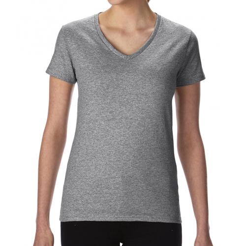 Tričko dámské Gildan Premium V výstřih - šedé