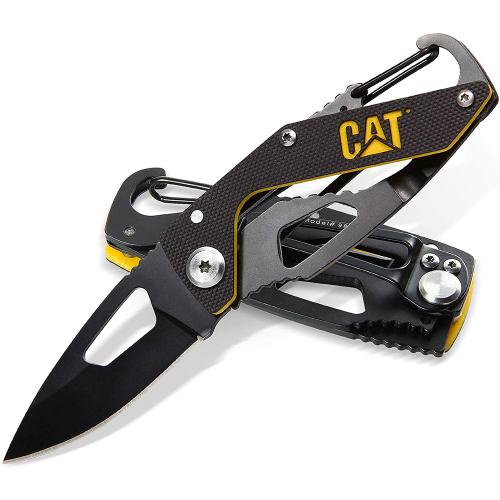 Nôž zatvárací CAT s karabínou CT980266 - čierny