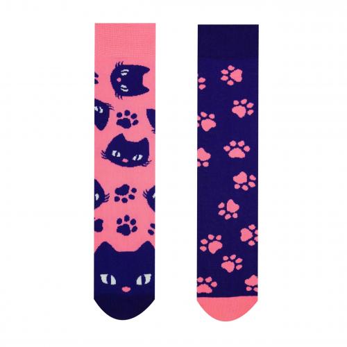 Ponožky Hesty Kočička - modré-růžové