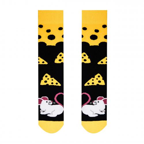 Ponožky Hesty Myš a syr - čierne-žlté