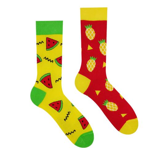 Ponožky Hesty Meloun a ananas - červené-žluté