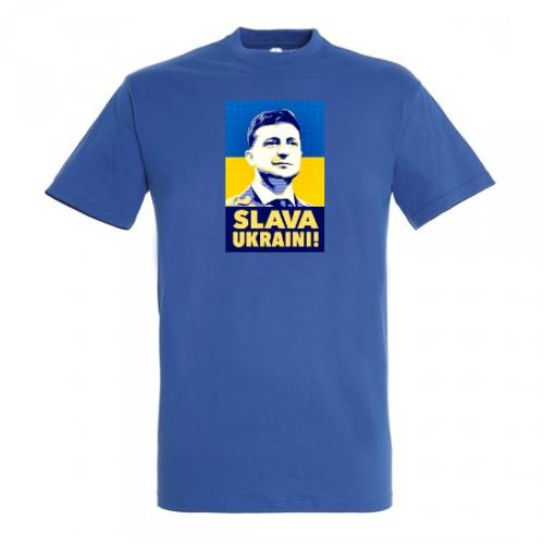 Tričko Ukrajina Slava Ukraini Zelenskyj - modré