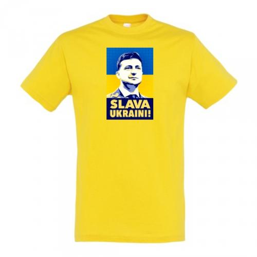 Tričko Ukrajina Slava Ukraini Zelenskyj - žlté