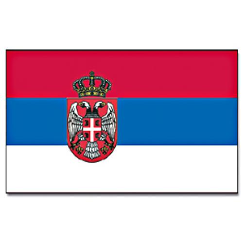 Vlajka Srbsko se znakem 30 x 45 cm na tyčce
