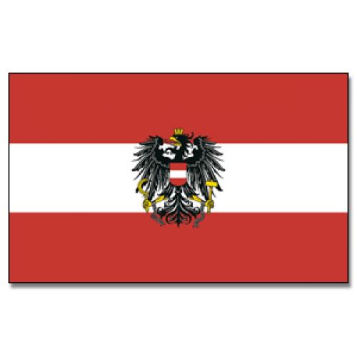 Vlajka Rakúsko so znakom 30 x 45 cm na tyčke