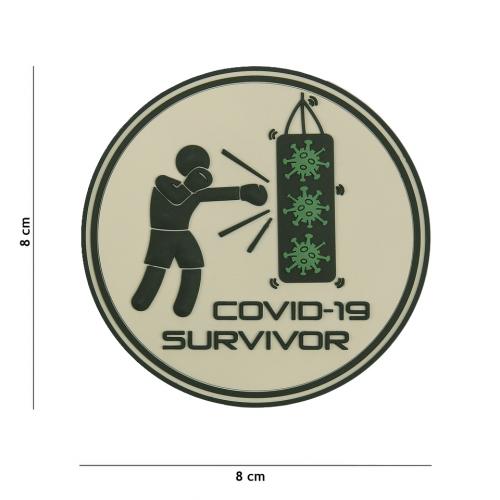 Gumová nášivka 101 Inc nápis COVID-19 Survivor - coyote