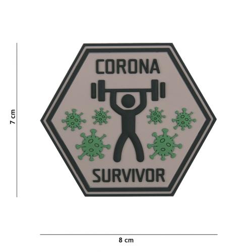 Gumová nášivka 101 Inc nápis Corona Survivor - coyote