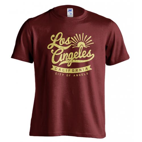 Tričko 1Te Los Angeles California - burgundy