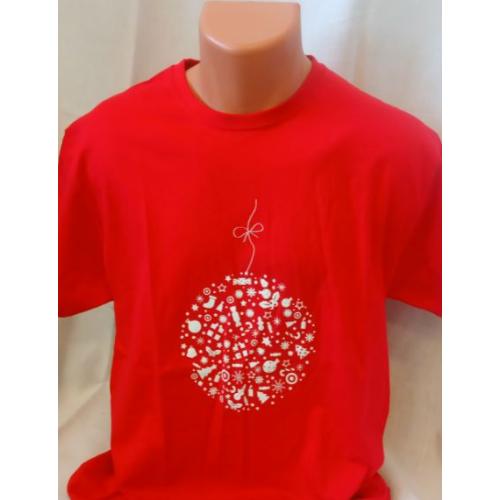Tričko 1Te Vánoční baňka - červené