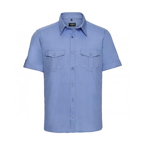 Košile pánská krátký rukáv Rusell Roll Sleeve - modrá
