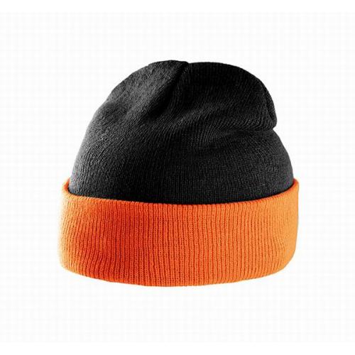 Dvojfarebná pletená čiapka K-Up 31 - čierna-oranžová