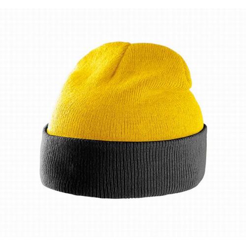 Dvoubarevná pletená čepice K-Up 31 - žlutá-černá