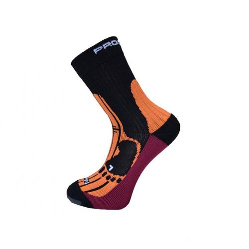 Turistické ponožky Progress Merino - černé-oranžové