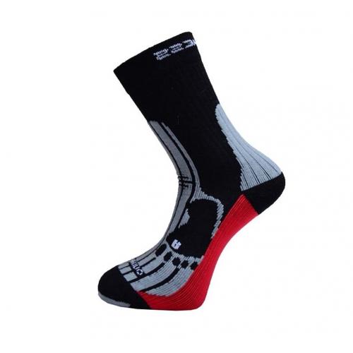 Turistické ponožky Progress Merino - čierne-sivé-červené
