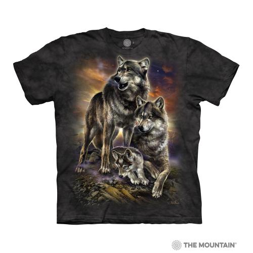 Tričko unisex The Mountain Wolf Family Sunrise - šedé
