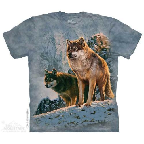 Tričko unisex The Mountain Wolf Couple Sunset - modré