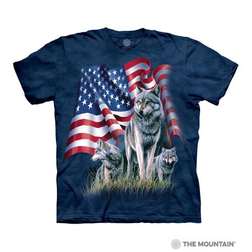 Tričko unisex The Mountain Wolf Flag - modré
