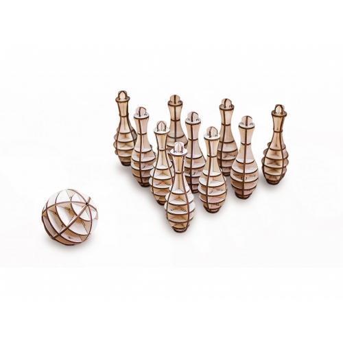 3D dřevěné puzzle EWA Mini Bowling - hnědé