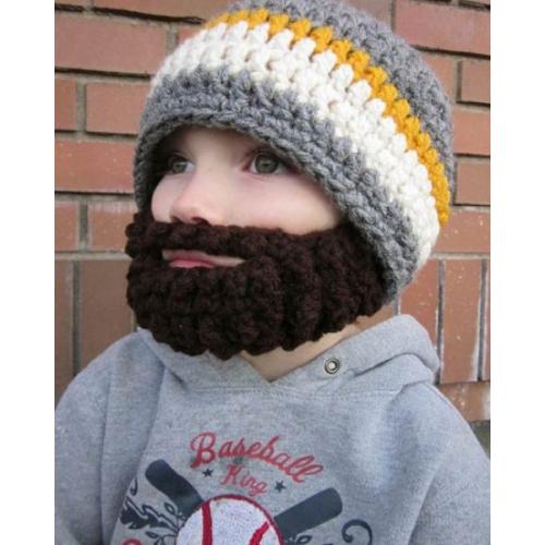 Dětská čepice s vousy Beardo - šedá-hnědá