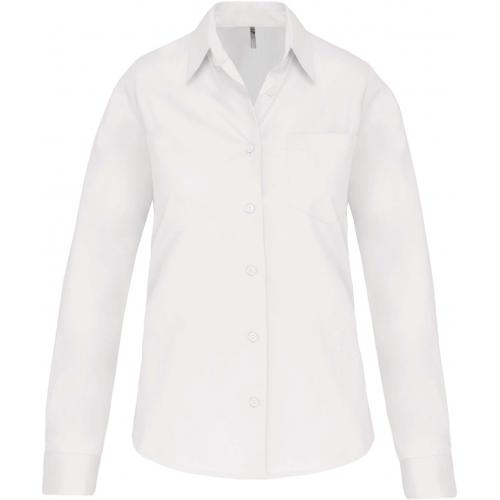Košile dámská s dlouhým rukávem Kariban Poplin - bílá