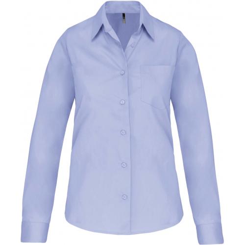 Košile dámská s dlouhým rukávem Kariban Poplin - světle modrá