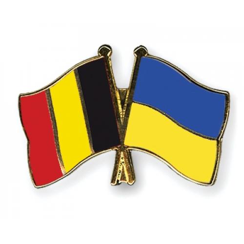 Odznak (pins) 22mm vlajka Belgie + Ukrajina