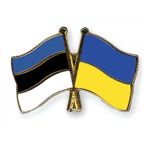 Odznak (pins) 22mm vlajka Estonsko + Ukrajina