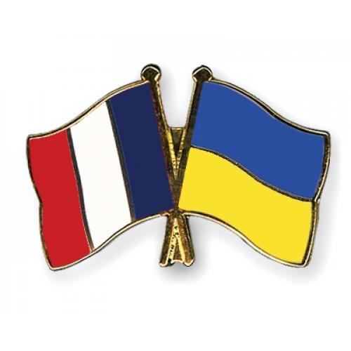 Odznak (pins) 22mm vlajka Francie + Ukrajina