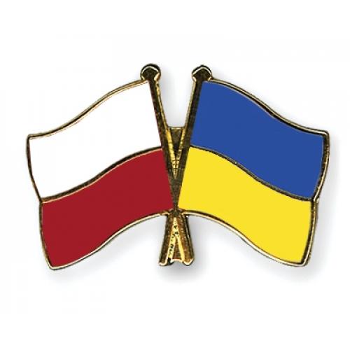 Odznak (pins) 22mm vlajka Polsko + Ukrajina