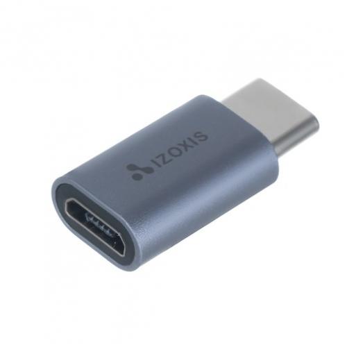 Adaptér Izoxis USB Micro USB 2.0 USB Type-C - sivý