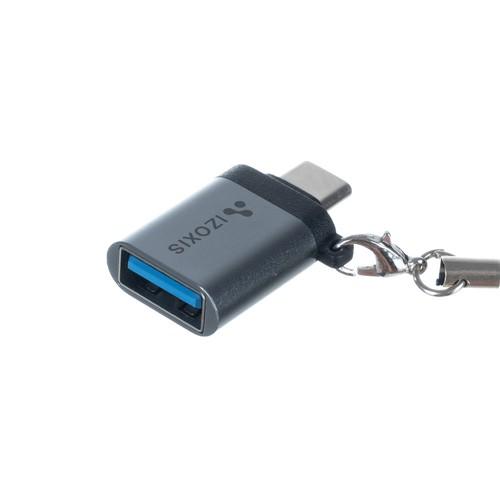 Adaptér Izoxis USB 3.0 USB Type-C se šňůrkou - šedý