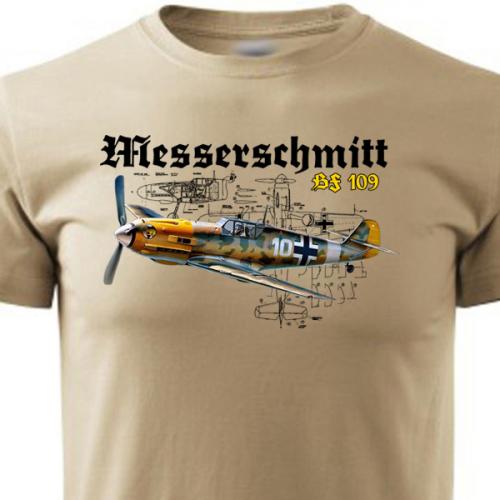 Tričko Striker Lietadlo Messerschmitt Bf 109 - béžové