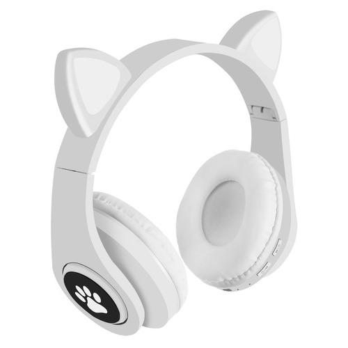 Bezdrôtové slúchadlá s mačacími ušami B39M - biela