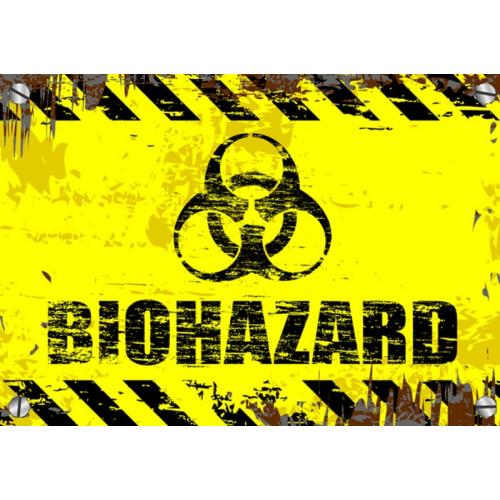 Hliníková cedule Biohazard A4 - žlutá