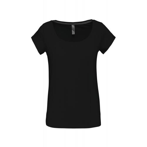 Dámské tričko Kariban s lodičkovým výstřihem - černé