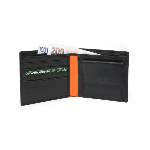 Pánská kožená peněženka Arwel 3223A­ - černá-oranžová