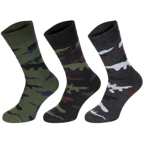 Ponožky vysoké Mezza Calzetta Esercito 3 páry - olivové-černé-šedé