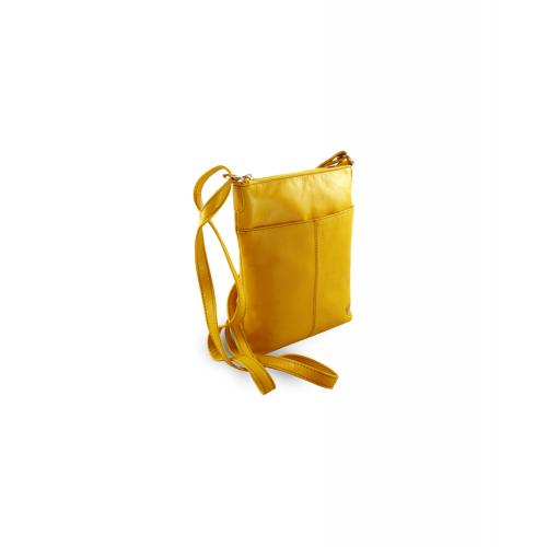 Kožená zipsová minikabelka Arwel 3013 - žltá
